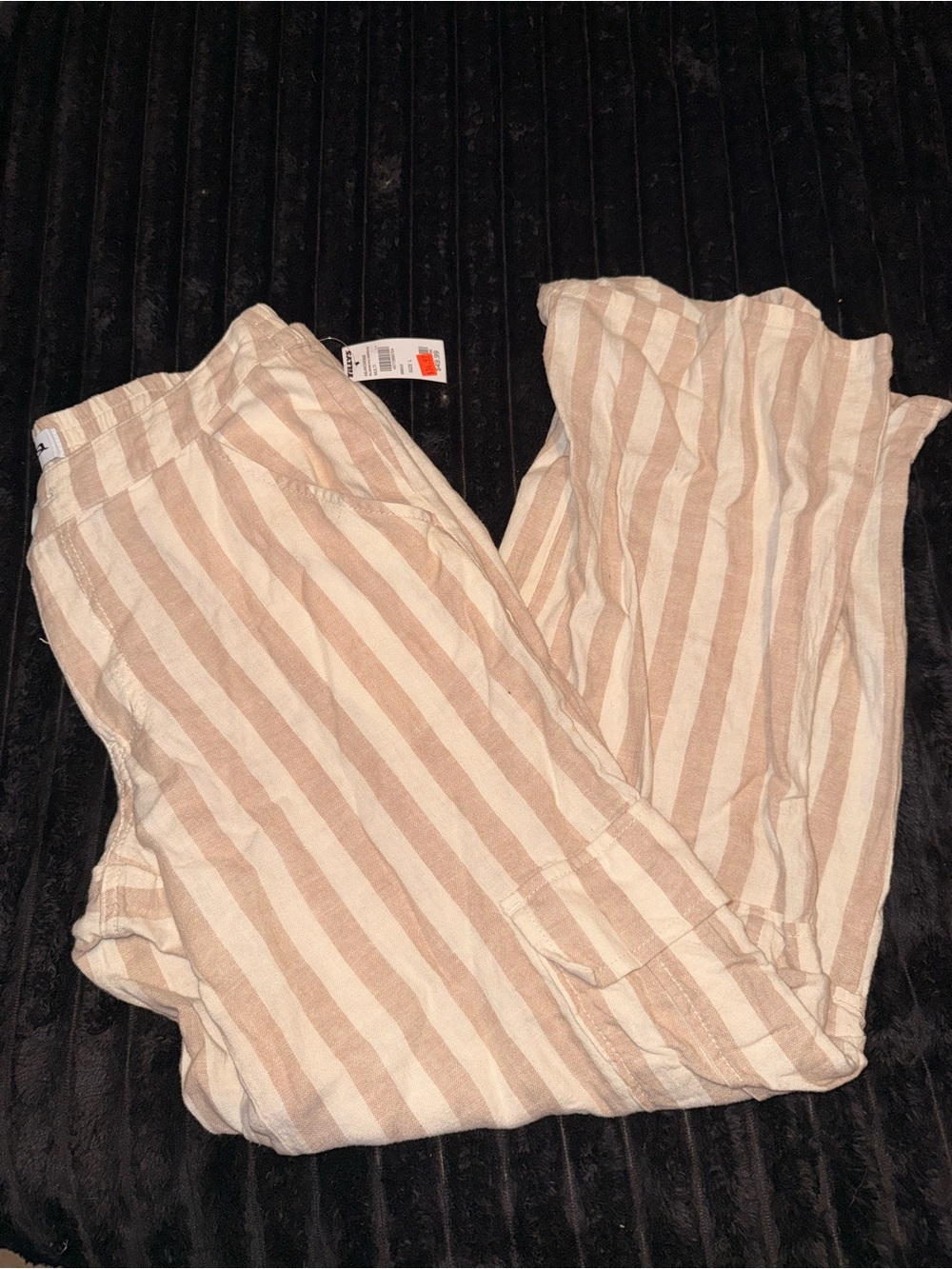 Tilly's Beige & White Striped Pull-On Pants - Picture 2 of 5
